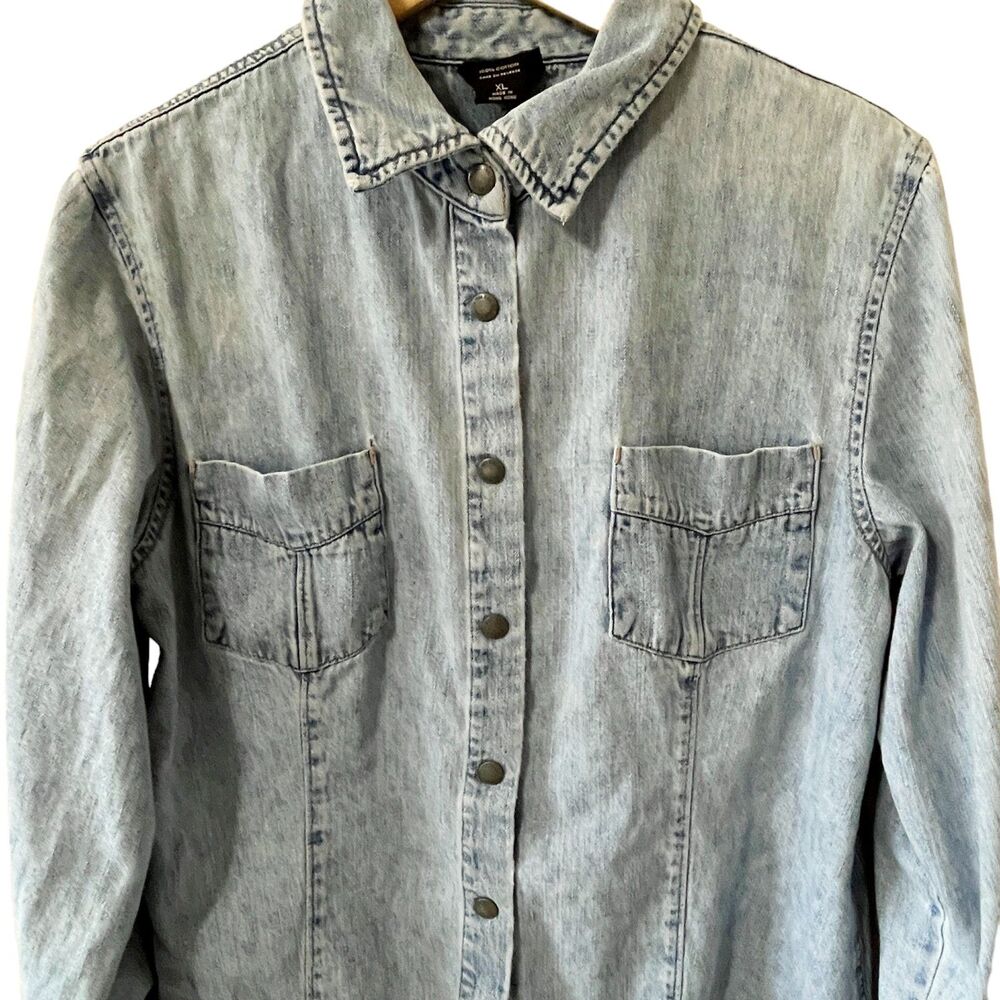 NY Jeans New York & Company Blue Denim Jean Button Up Jacket Shacket Sz XL - Picture 5 of 6
